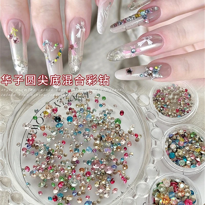 Schimmernde Kristall-glänzende Strasssteine, Glitzerpulver, Pailletten, Herz, Stern, Mond, ultradünn, bunt, Nagelkunst-Zubehör, Dekorationen