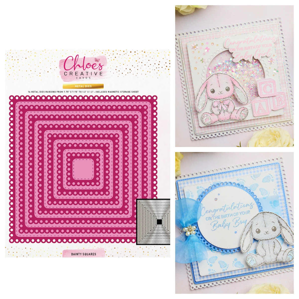 

Dainty Squares Baby Collection Sentiment Grandchild Metal Cutting Dies Stamp for DIY Scrapbook Handmade Calendar March 2026 New