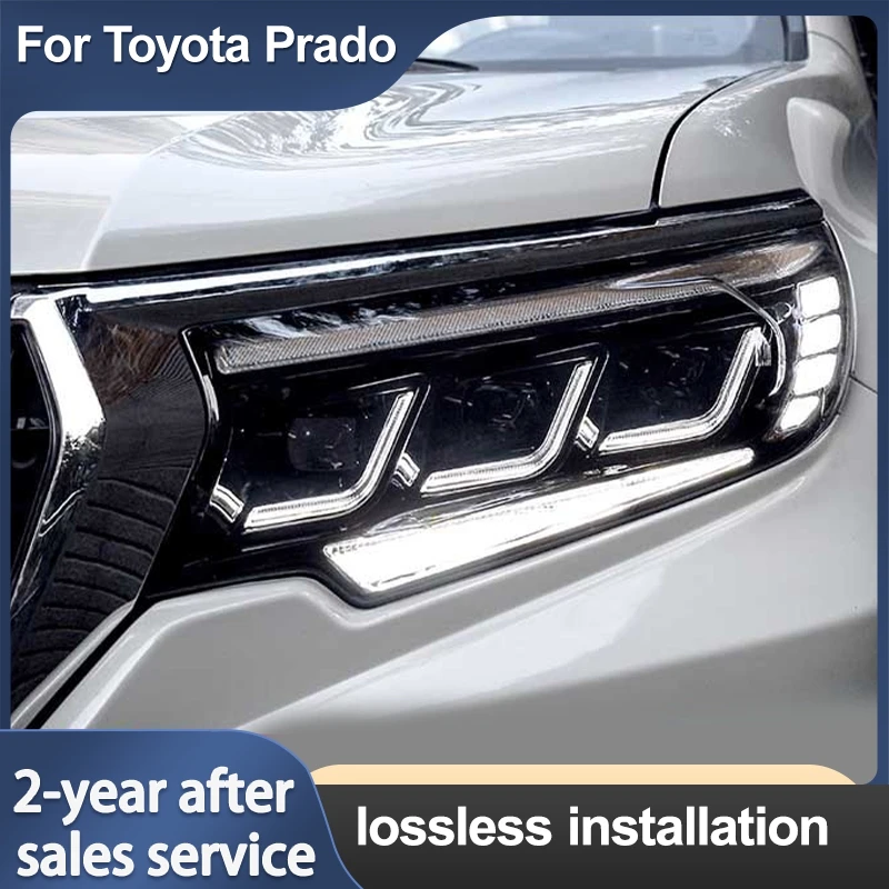 

Светодиодные фары для Toyota Prado 2018-2020, в стиле Lexus, полный комплект передних фар, динамические последовательные поворотники DRL, модернизация