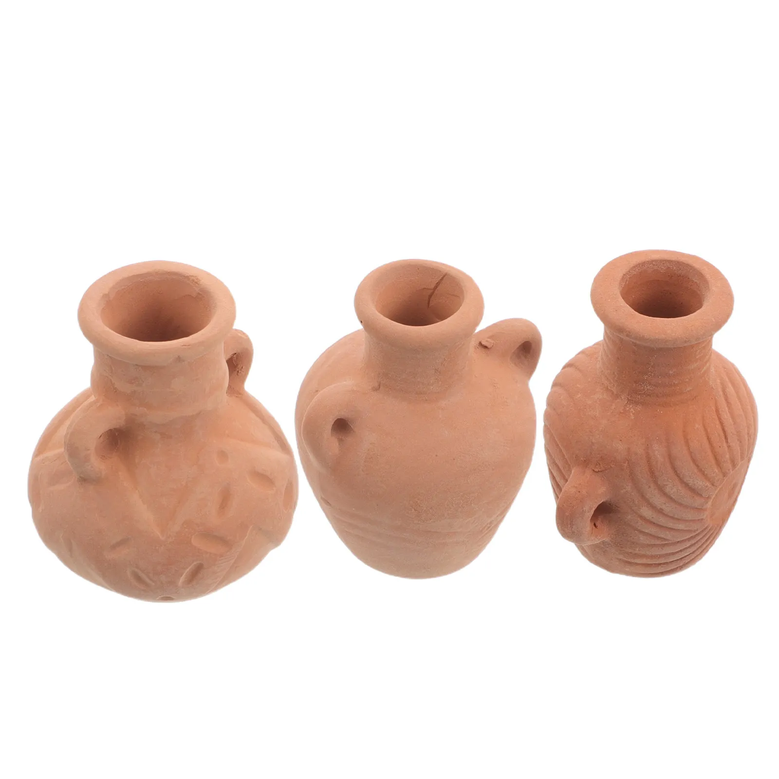3 Pcs Terracotta Clay Pots Hand Painted Bonsai Planters Desktop Flower Pot For Miniature Gardening Chocolate Craft And Dollhouse