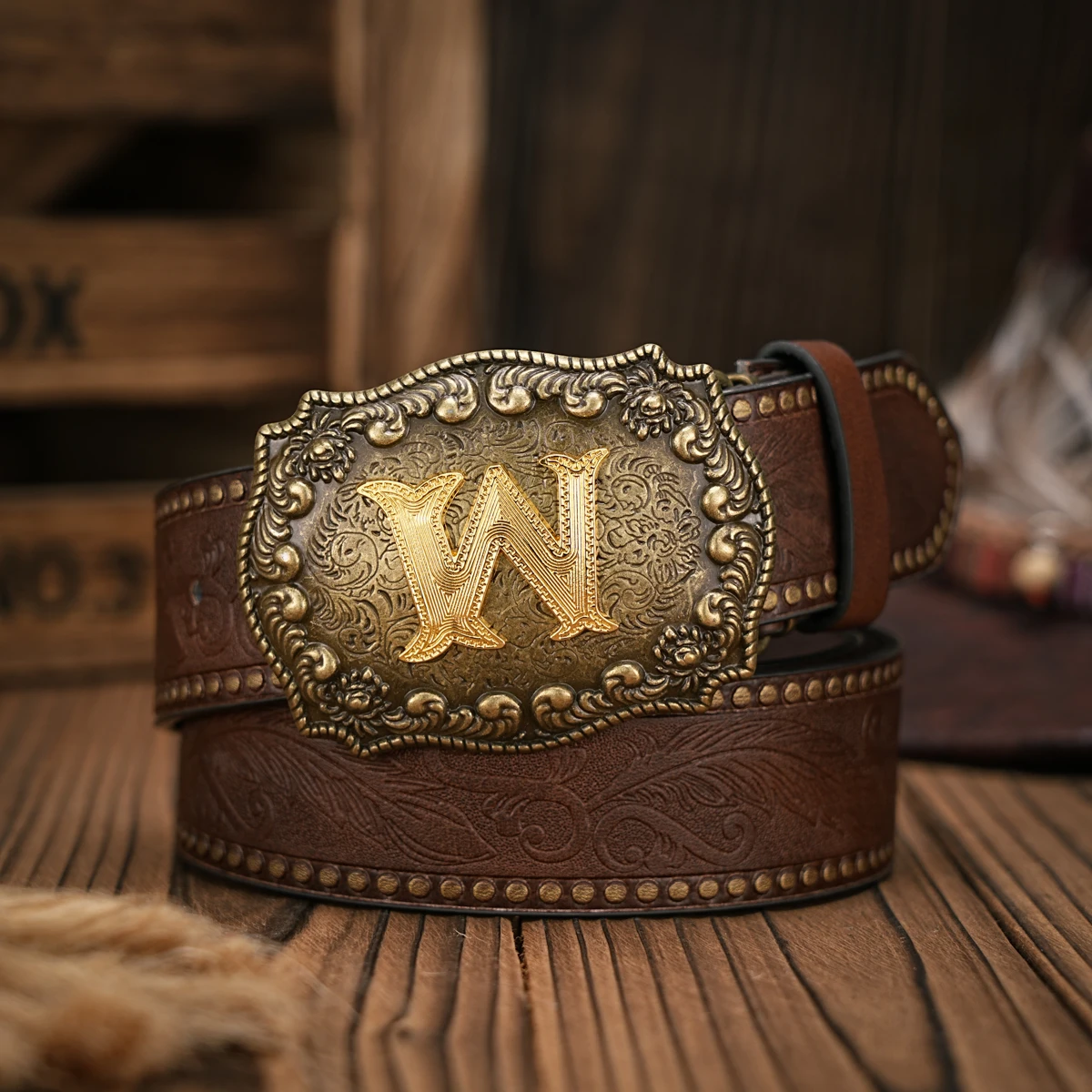 1 Stück Western-Cowboy-Gürtel - Geeignet für Männer und Frauen. Western-Gürtel mit PU-Prägung und Schnalle. Einzigartiges und Retro-Design – Detail 5