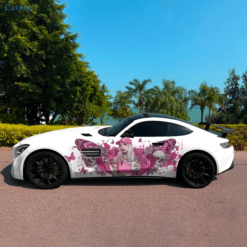 

Punk Female Butterfly Wings Car Side Sticker Decor,PVC Waterproof Scratch Resistant Decal,Car Protection,Auto Accessories Gift