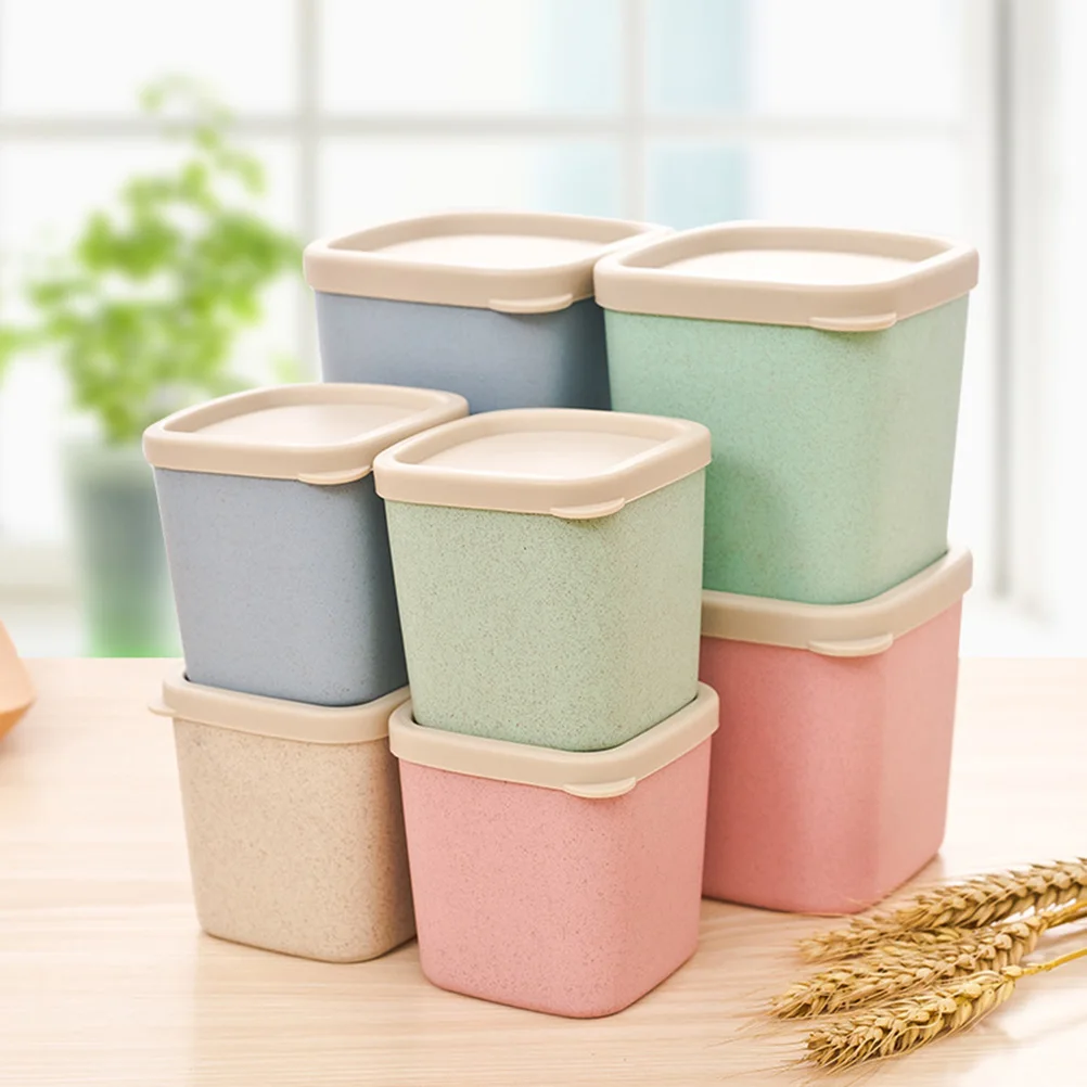 

Plastic Sealed Canisters Large Blue Wheat Straw Food Storage Jars For Cereals Spices Grains Coffee Tea Container