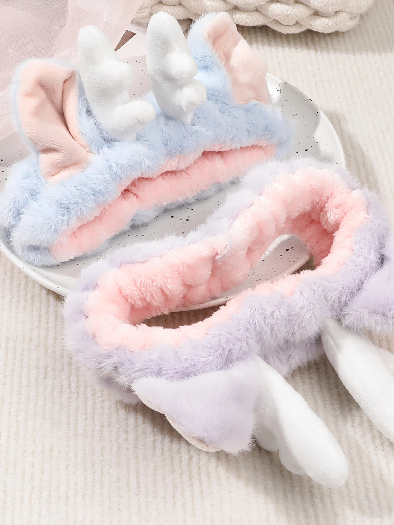 1 Pcs Spa Pink Headband for Washing Face,Girls Cute Fuzzy Animal Ears Hair Band,Elastic Headband to Makeup