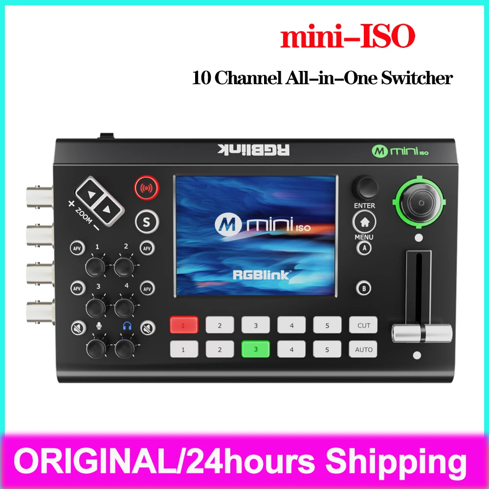 RGBlink mini-ISO 10-Channel All-In-One Switcher 3.5inch Touch Screen for Live Streaming Broadcast with SDI input USB Output