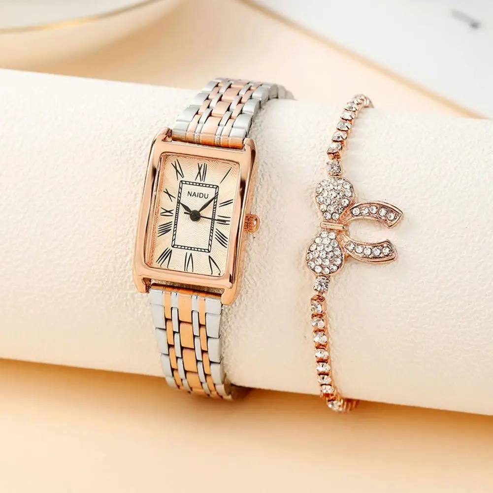 Lady Wristwatch Stainless Steel Belt Women Watch Rectangular Dial Fashion Accessories Minimalist Lady Quartz Wristwatch