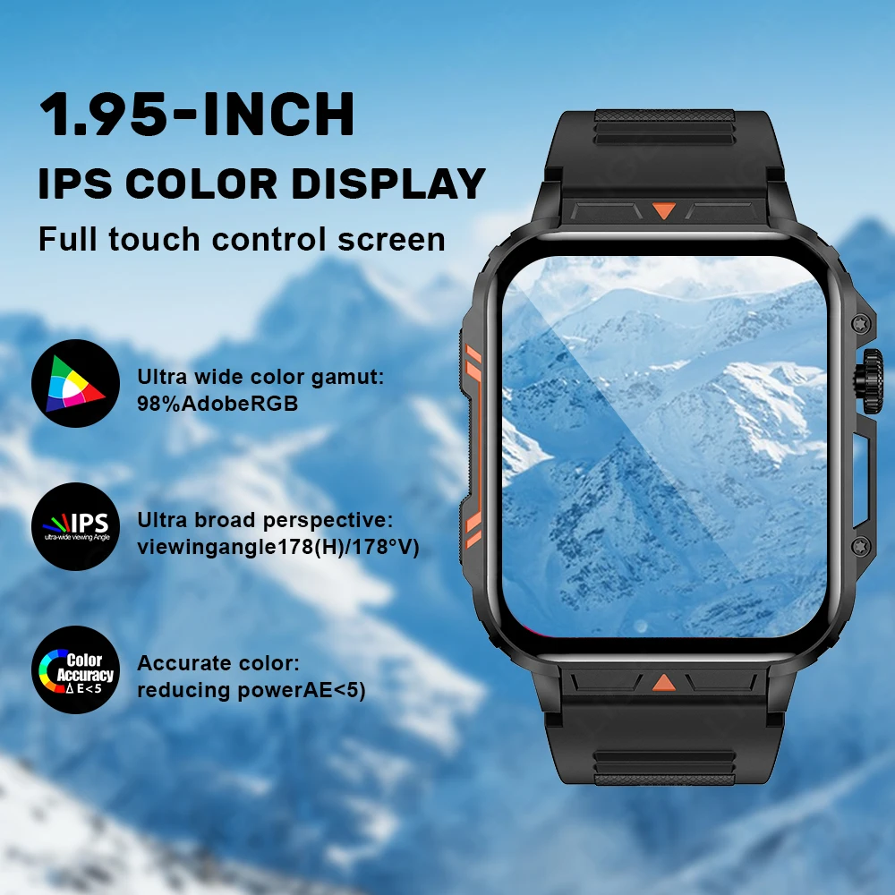 LIGE 1.95 Outdoor Military Smart Watch Men Bluetooth Call Smartwatch For Android IOS IP68 Waterproof Sports Fitness Watches Men