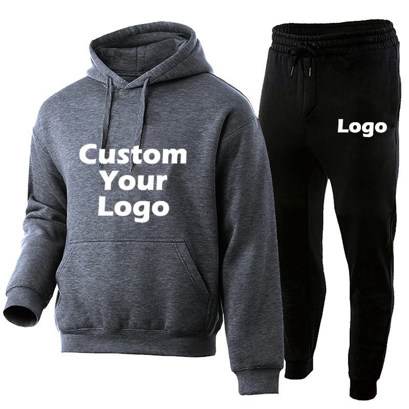 Traje deportivo informal personalizado con su logotipo, chándal a la moda para hombre, Sudadera con capucha de baloncesto, traje para correr, pantalones estampados diy, conjunto de gran tamaño