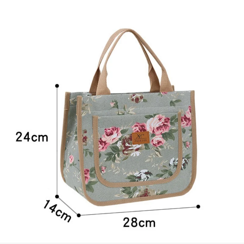 

Женская сумка для обеда с цветочным принтом, легко чистящаяся сумка, термосумка, сумка для обеда, практичная для офиса, бизнеса, повседневного обеда