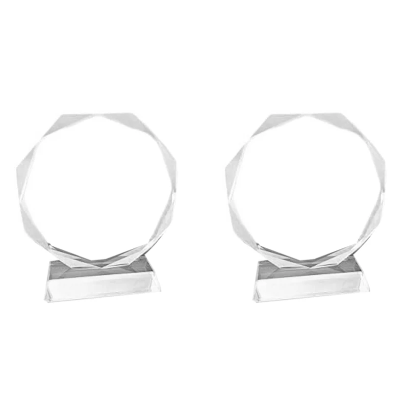 

2X Crystal Glass Trophy Blank Crystal Trophy Medal Graduation Season Commemorative Ornaments Company Awards