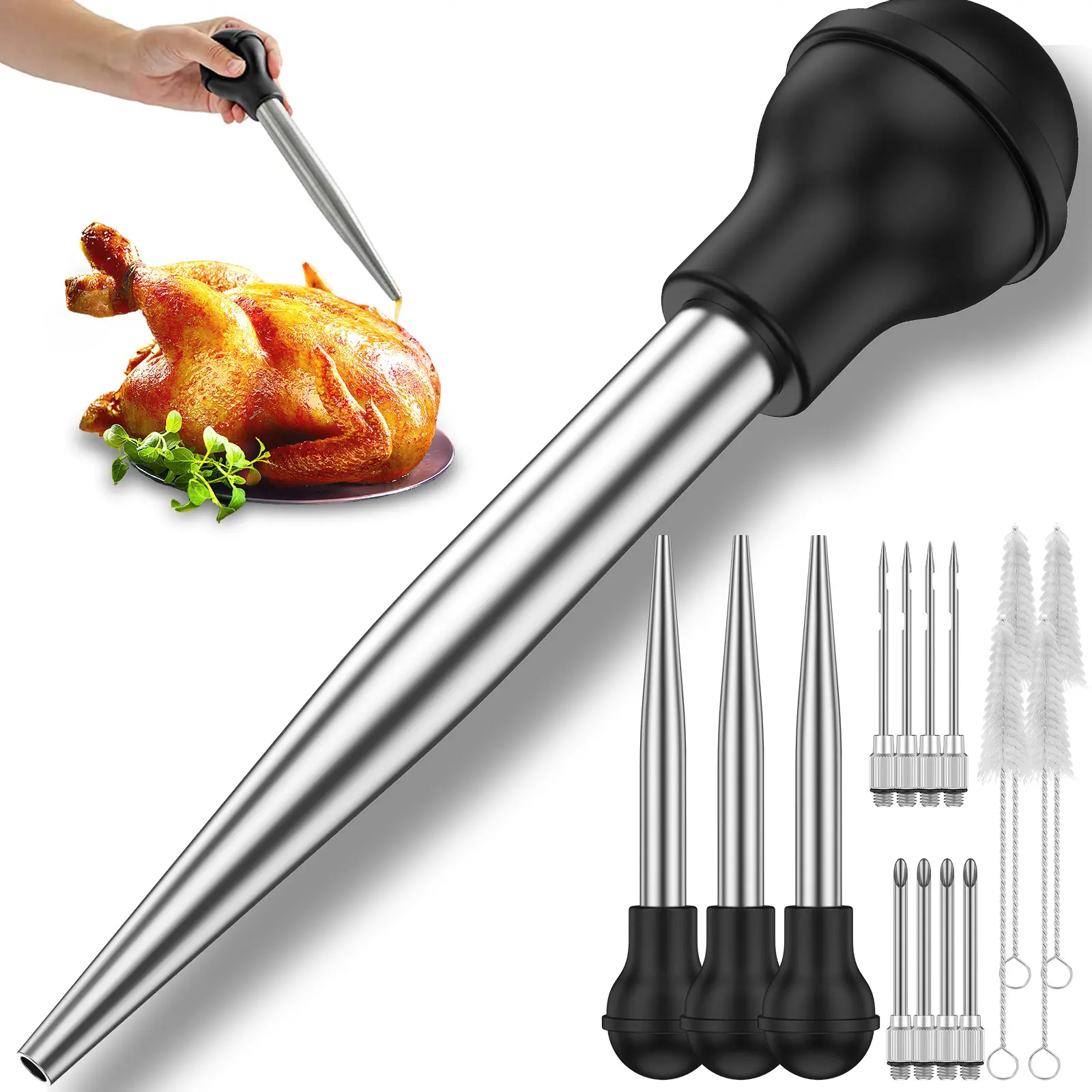 Fleisch Injektor Spritze Türkei Injektor Spritze für BBQ Grill Türkei Injektor Kit Marinade Geschmack Injektor Küche Kochen Werkzeug