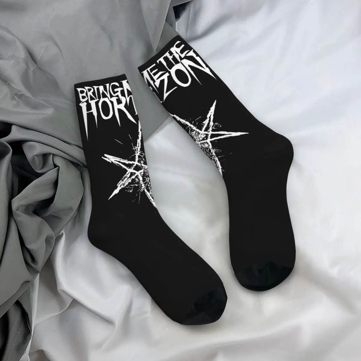 Men\'s BMTH Horizons Emo Band Socks Super Soft Funny Happy death metal Socks Novelty Accessories Middle TubeCrew Socks