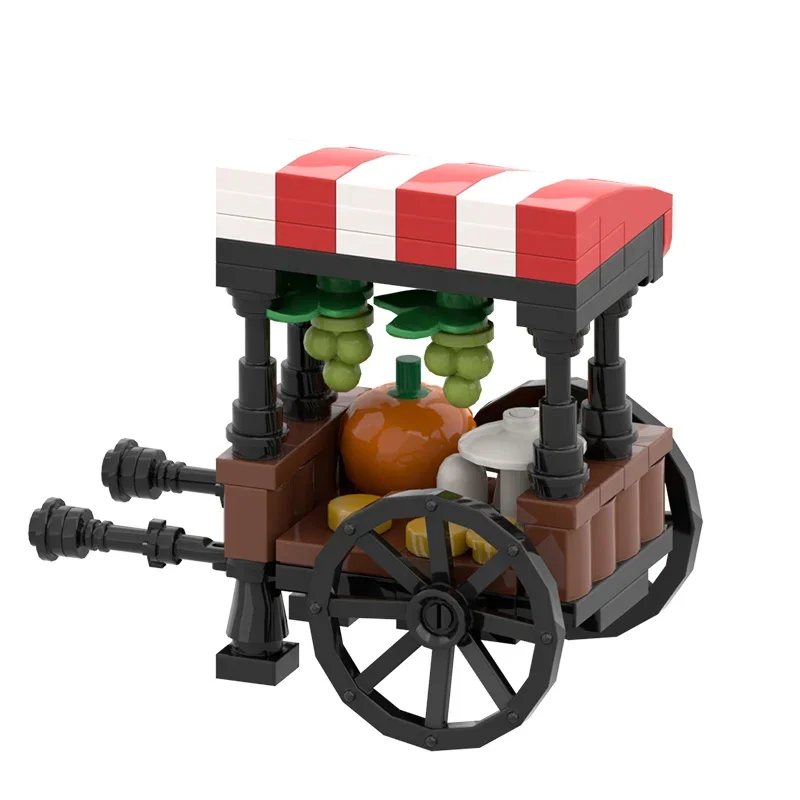 Juego de bloques de construcción para niños, juguete de construcción con soporte de fruta, calabaza, Retro, Halloween, MOC-105220, modelo de puesto de mercado Medieval, rompecabezas, regalo de cumpleaños