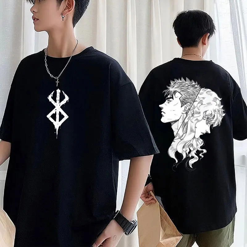 

Аниме Berserk Guts Swordsman Griffith футболка для мужчин и женщин Harajuku Manga трендовые футболки хлопковая повседневная футболка большого размера уличная одежда