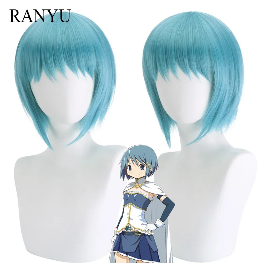 

Women Wig Synthetic Short Straight Short Blue Anime Cosplay Fluffy Hair Heat Resistant Wig For Party