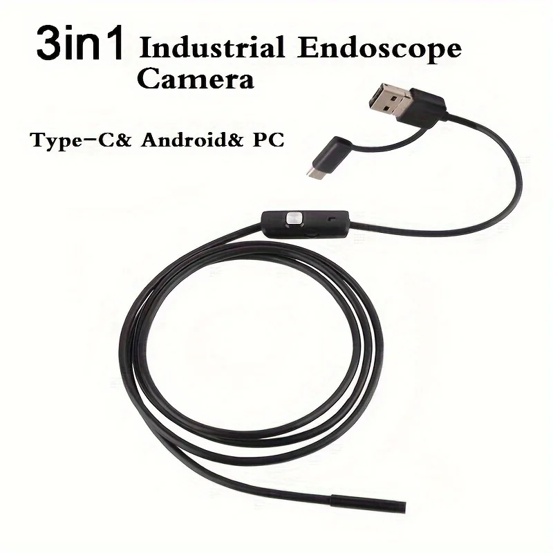 7MM Android Endoscope Camera 3 IN1 Micro USB Type C Borescope Mini Camera Waterproof LED Car Inspection For HUAWEI XIAOMI PC