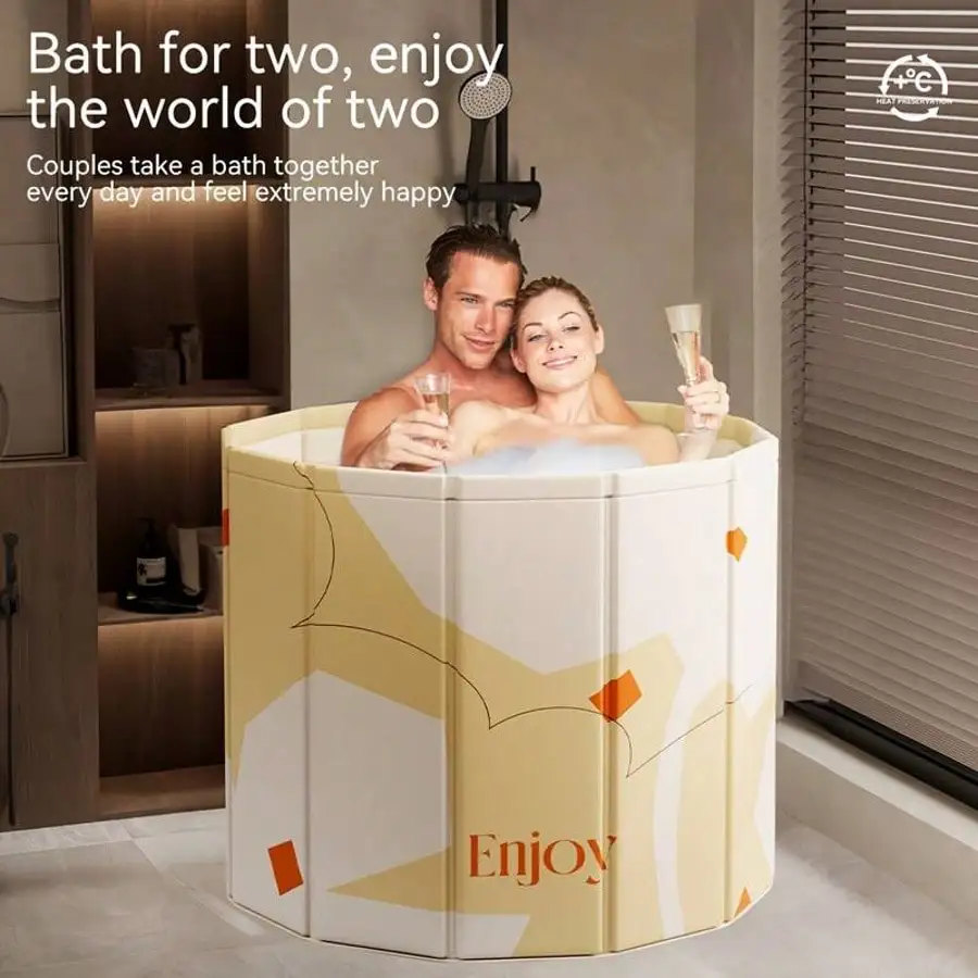 Portable Bathtub For Adults, Foldable Non-Inflatable Hot Tub With Thickened Thermal Foam, Freestanding Soaking Tub For Home, Outdoor, Gym, US Warehouse Fast Shipping
