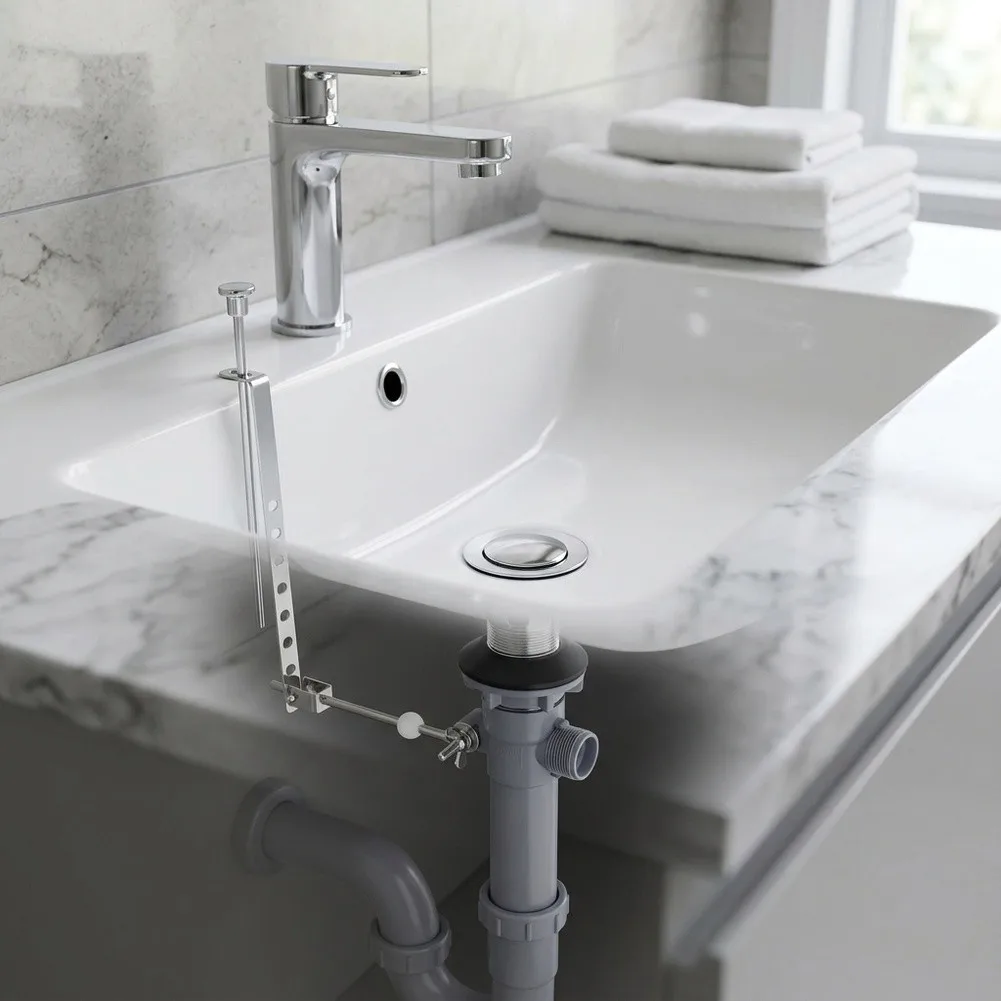 Overflow Bathroom Sink Assembly Bathroom Chrome Sink Drain Silver Bathroom Sink Drain Brass And Pp Construction