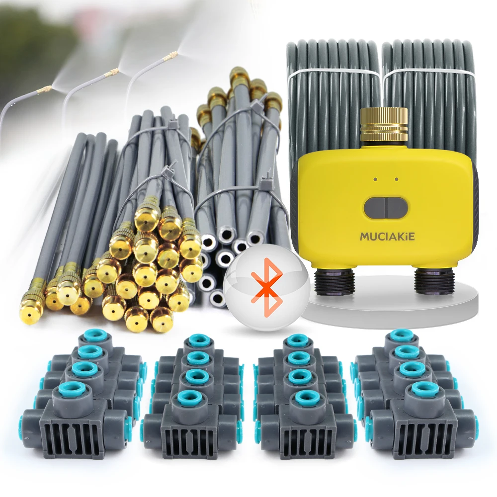 

Bluetooth Dual Garden Timer Irrigation Set Quick Connect Flexible Bending Adjust Brass Spray Nozzle Automatic Watering System