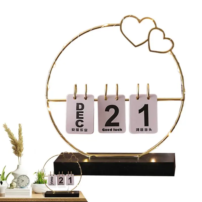 

Desk Calendar Decoration Reusable Iron Frame Calendar Ornament Tabletop Perpetual Calendar Metal Desk Calendar For Office