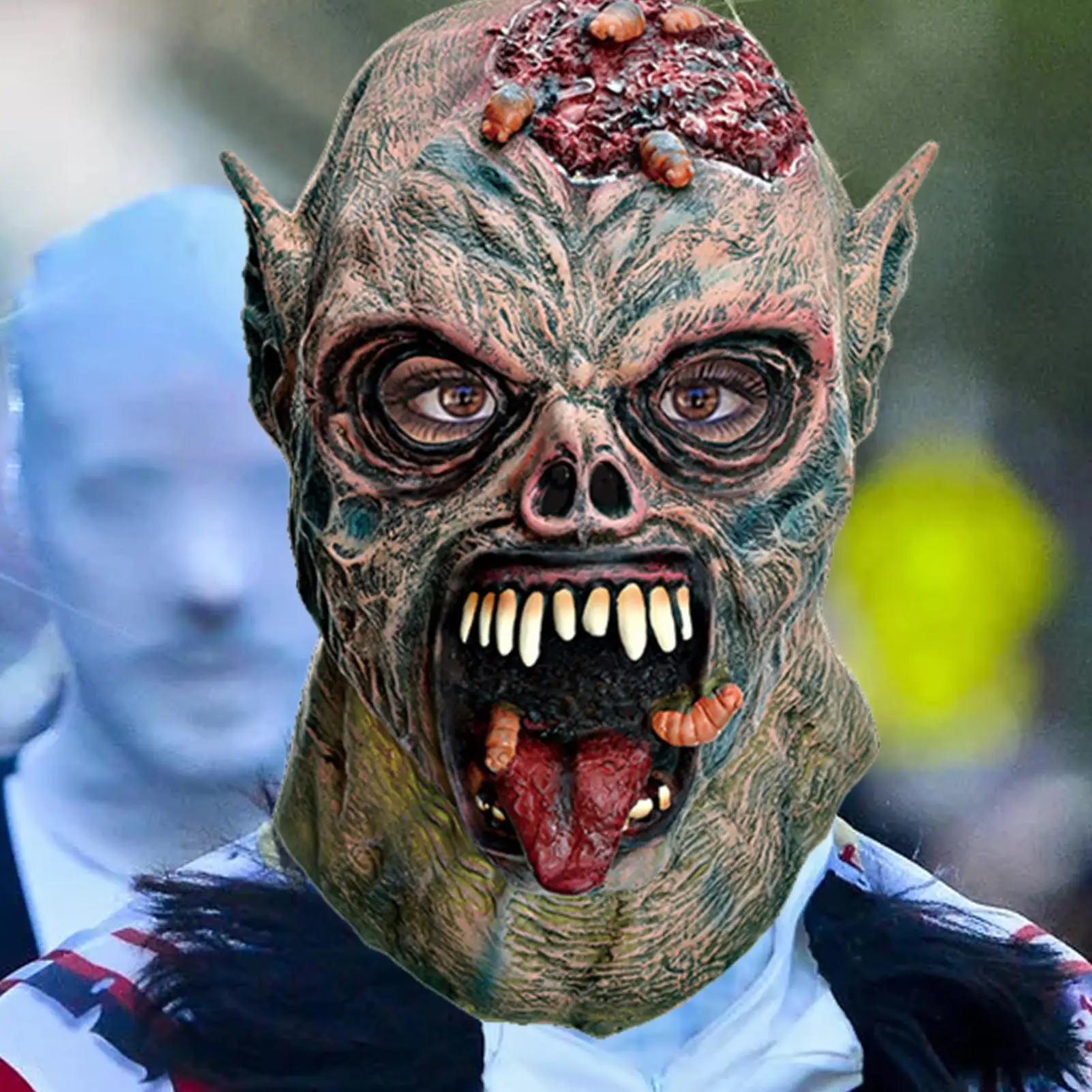 

Scary Head Halloween Latex Hoods Role Play Props Holiday Costume Accessory Amusement Park Haunted House Prank Cosplay Mask