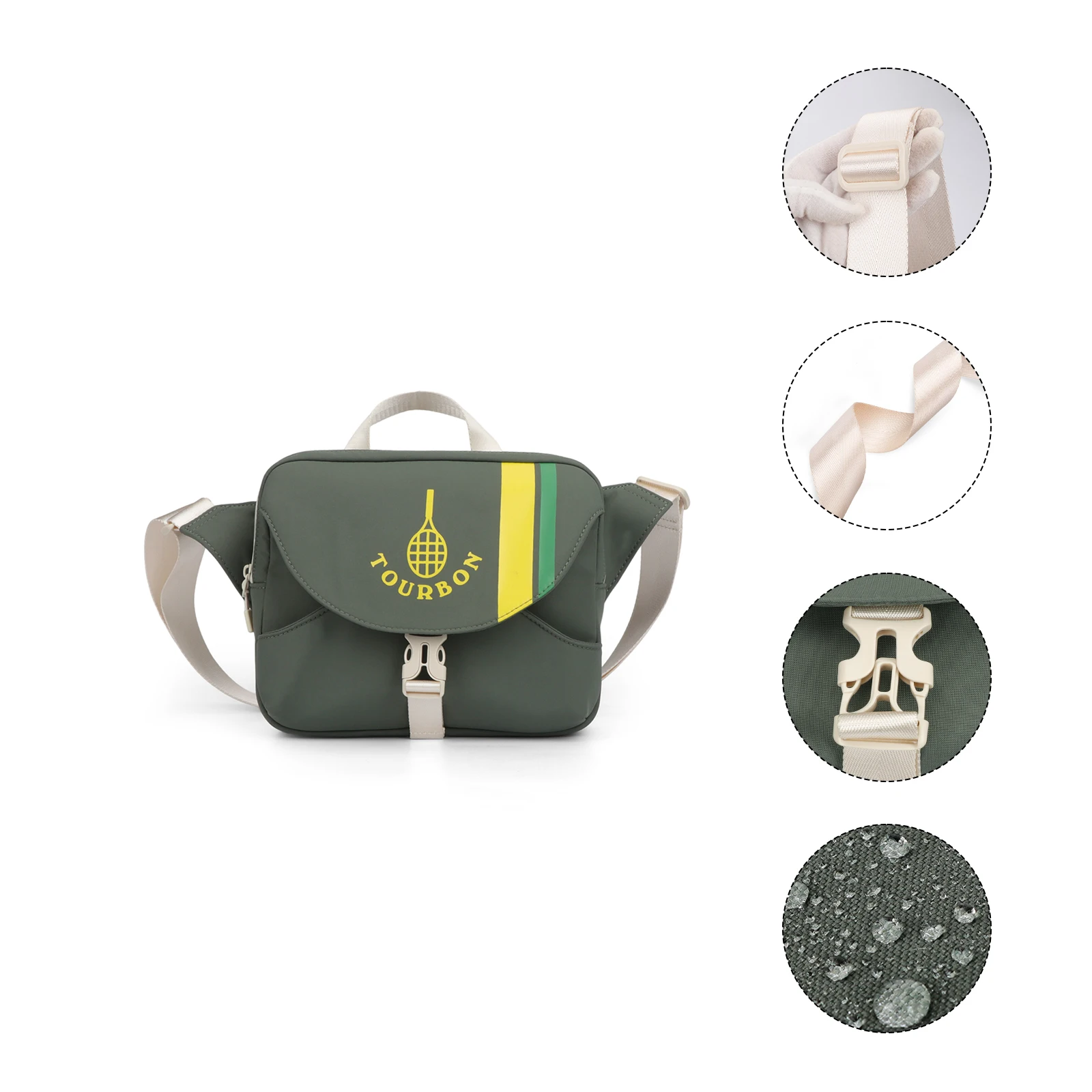 Tourbon Pickleball Shoulder Bag Sports Crossbody Bag Nylon Light Weight with Adjustable Strap Green Outdoors view 6