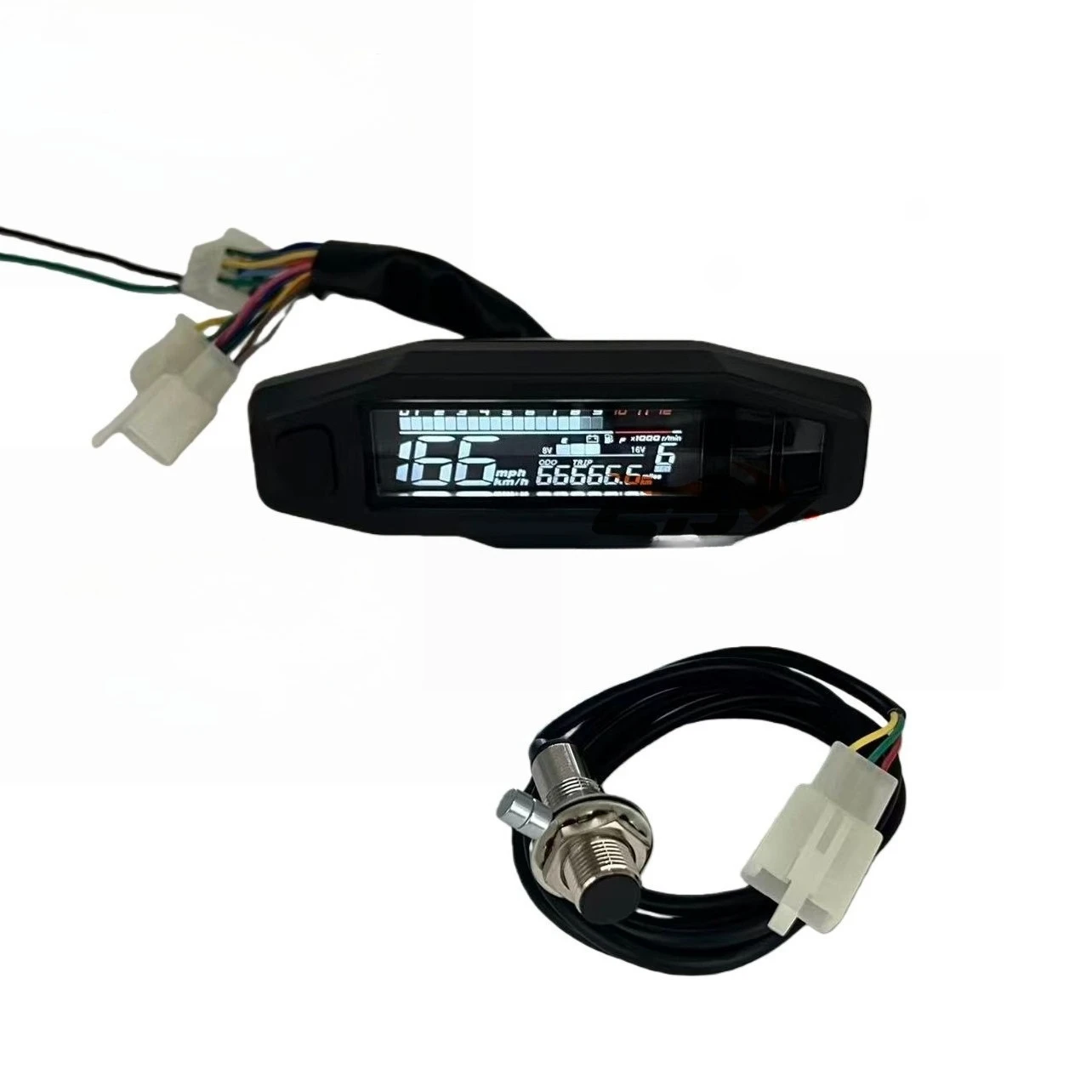 Hot-selling motorcycle general instrument modified mini LCD speedometer speed oil meter adjustable KR200