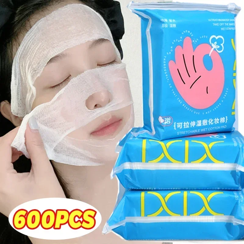 

600Pc Gauze Face Makeup Cotton Pads Stretchable Elasticity Disposable Cosmetic Cotton Mask Soft Wet Compress Wipe Cleaning Paper