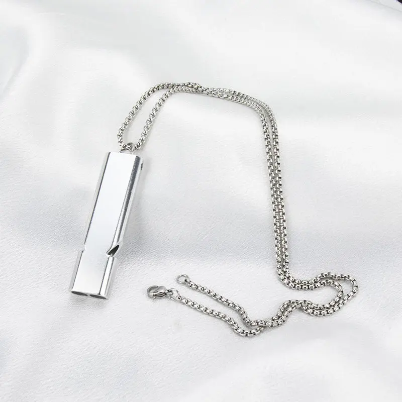 Titanium Steel Necklace Survival Tool Earthquake Whistle Outdoor Treble High-Frequency Multifunctional EDC Men'S Chain Jewelry