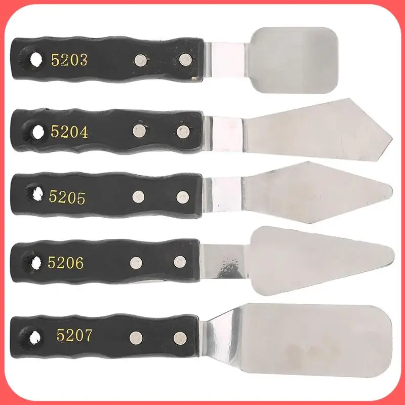 

A76I-5 шт. ножи для рисования, шпатель из нержавеющей стали, набор ножей для масла, холста, акрила, подходит для художников