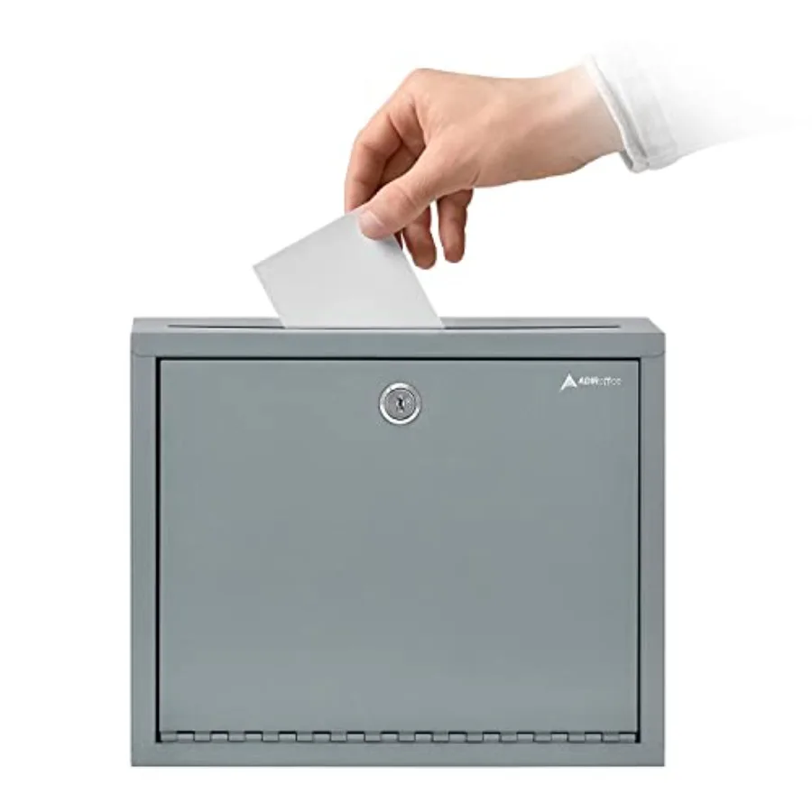 

Adir Metal Suggestion Box with Lock and Slot Wall Mount Deposit Box for Payments and Checks Office Mail Box for Employees Mailb