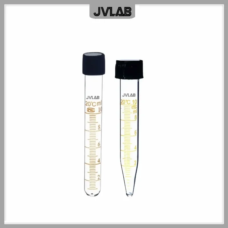 Tubo de centrífuga de vidrio, tubos de ensayo de vidrio de 10 ml con tapa de rosca y tubo de alta temperatura resistente a la escala, diámetro de