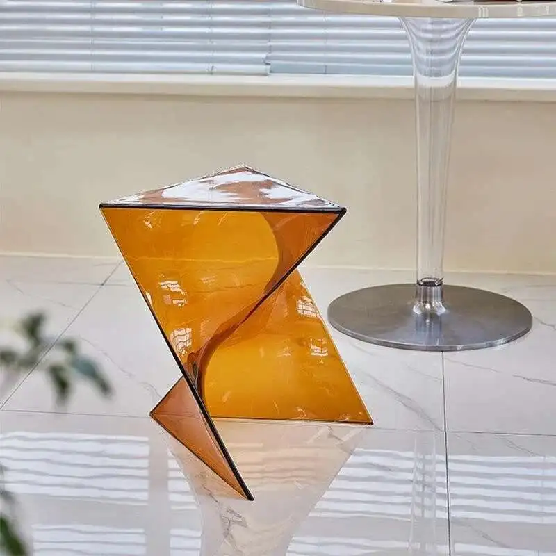 

Acrylic Living Room Transparent Geometric Coffee Table Small Unit Minimalist Bedside Table Designer Lightning Corner Table