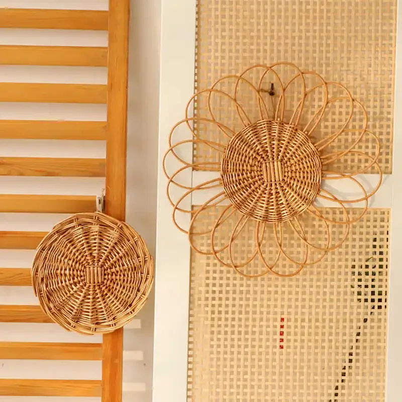 Japanese Homestay Imitation Vine Wall Hanging Pendant Hand Woven Flower Shape Ornaments Crafts Living Room Background Decoration