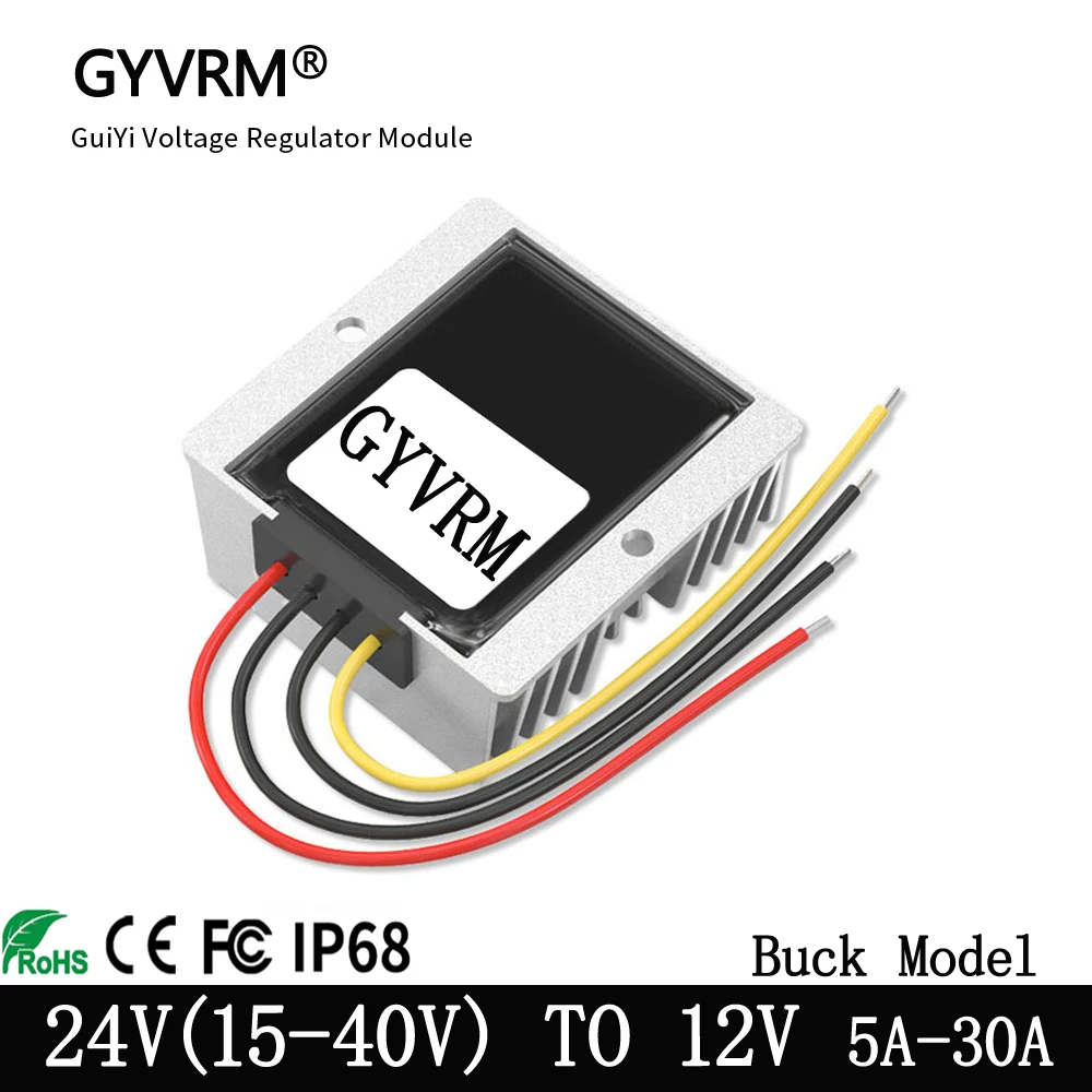 GYVRM DC DC 24V(15-40V)to 12V 5A 10A 15A 20A 25A 30A Step Down Model 24V to 12V 360W Buck Converter Support 15-40V Input Voltage
