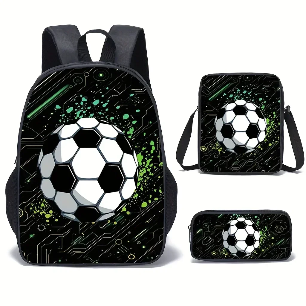 Custom Threepiece Set Including A Backpack, Crossbody Bag, And Pencil Case. Made Of Durable Polyester Material, Suitable