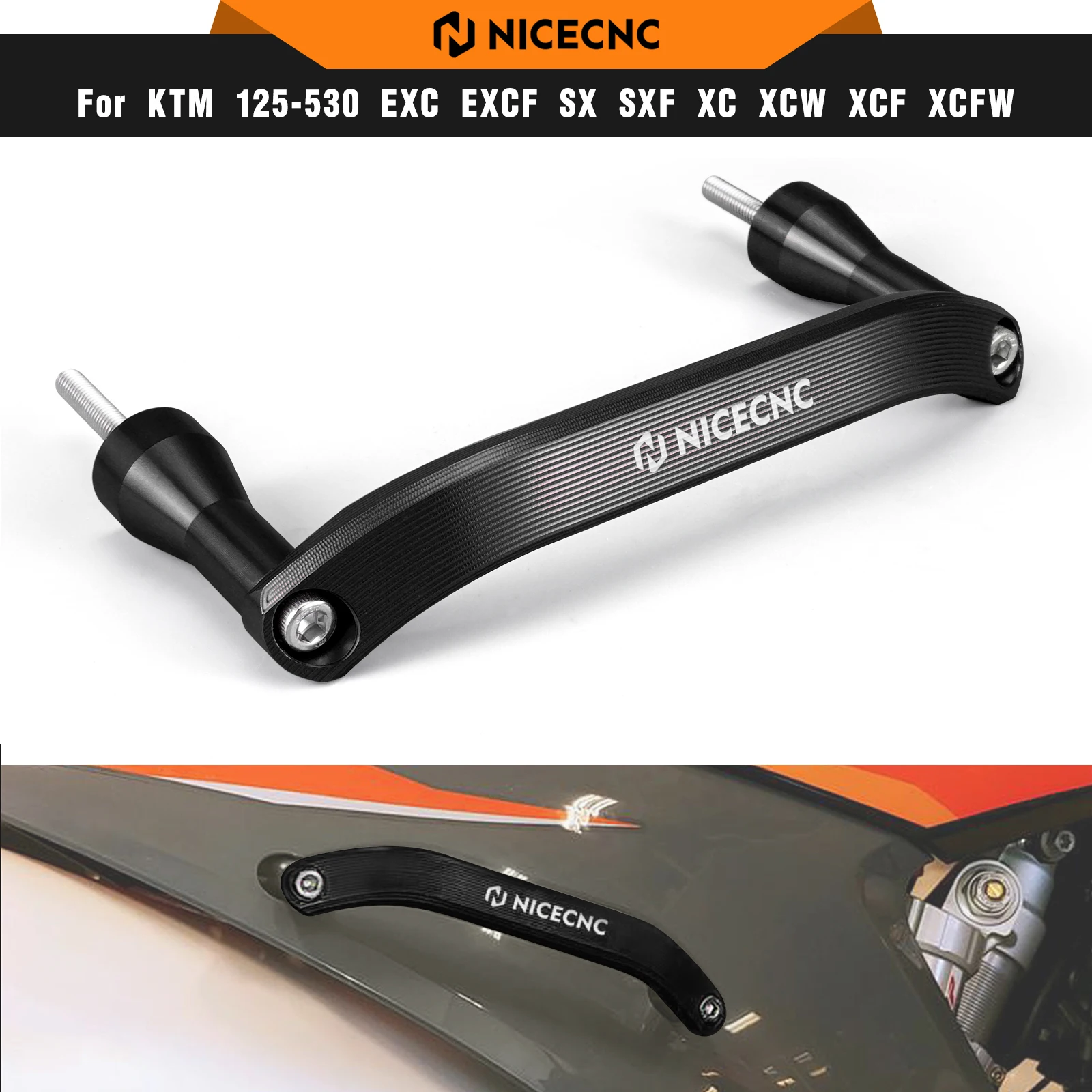 

NICECNC For KTM TPi EXC 300 EXC-F 350 2020-2023 Aluminum Rear Grab Handle Bar Husqvarna TE 300i TE 250i GasGas EC 300 EC 250