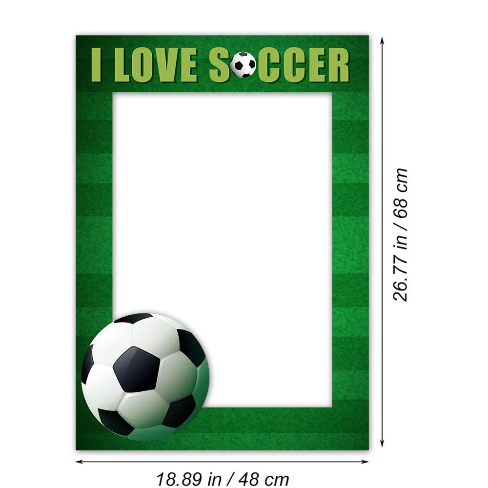 Photo Ornament Football Photo Fram I Love Soccer Paper Photo Booth Selfie Frame Boys Football Theme Birthday Party Decor Supplie