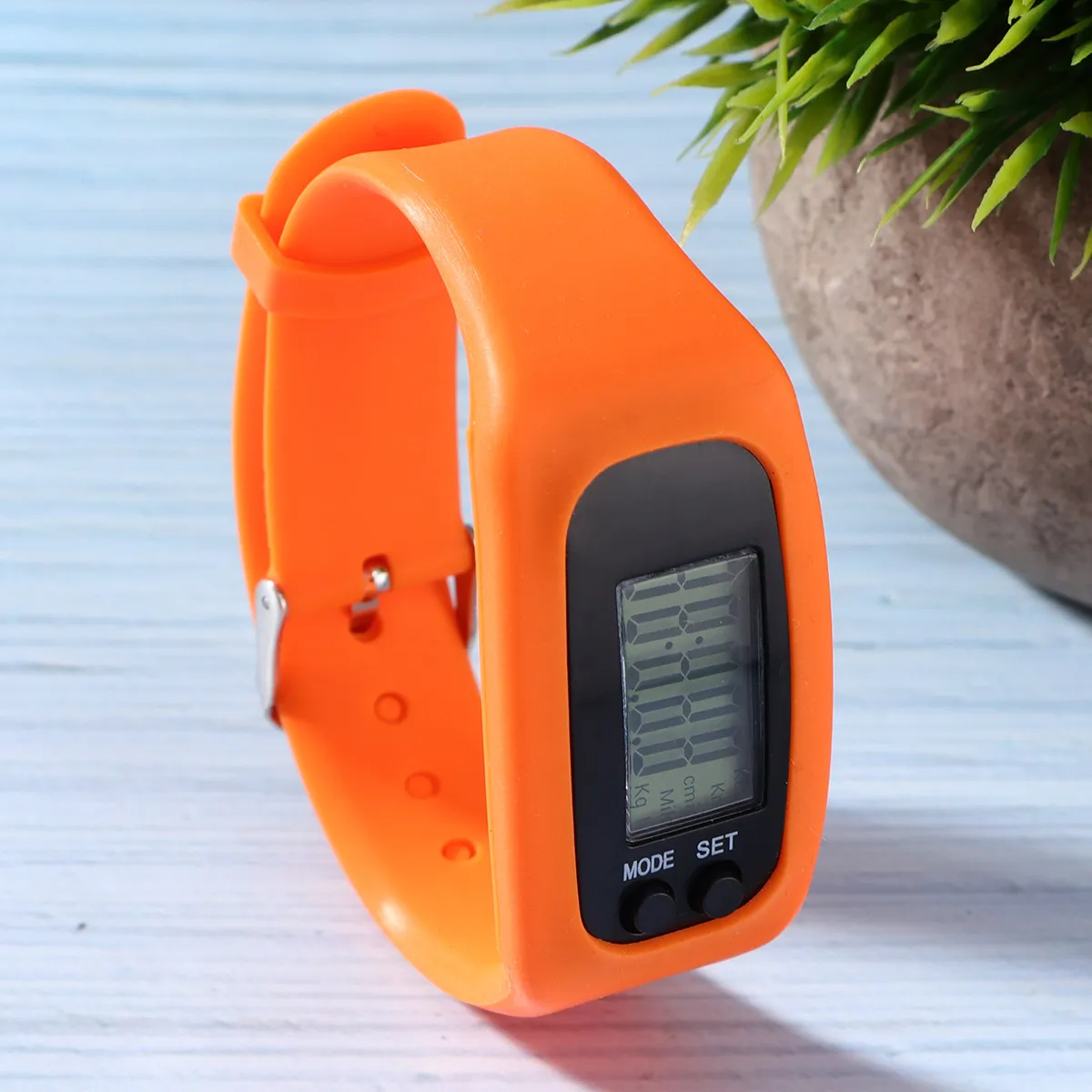 1Pcs Smart Pedometer Sports Watch Orange Silicone Band Detachable Core Running Walking Step Counter Wristband for Hiking Camping