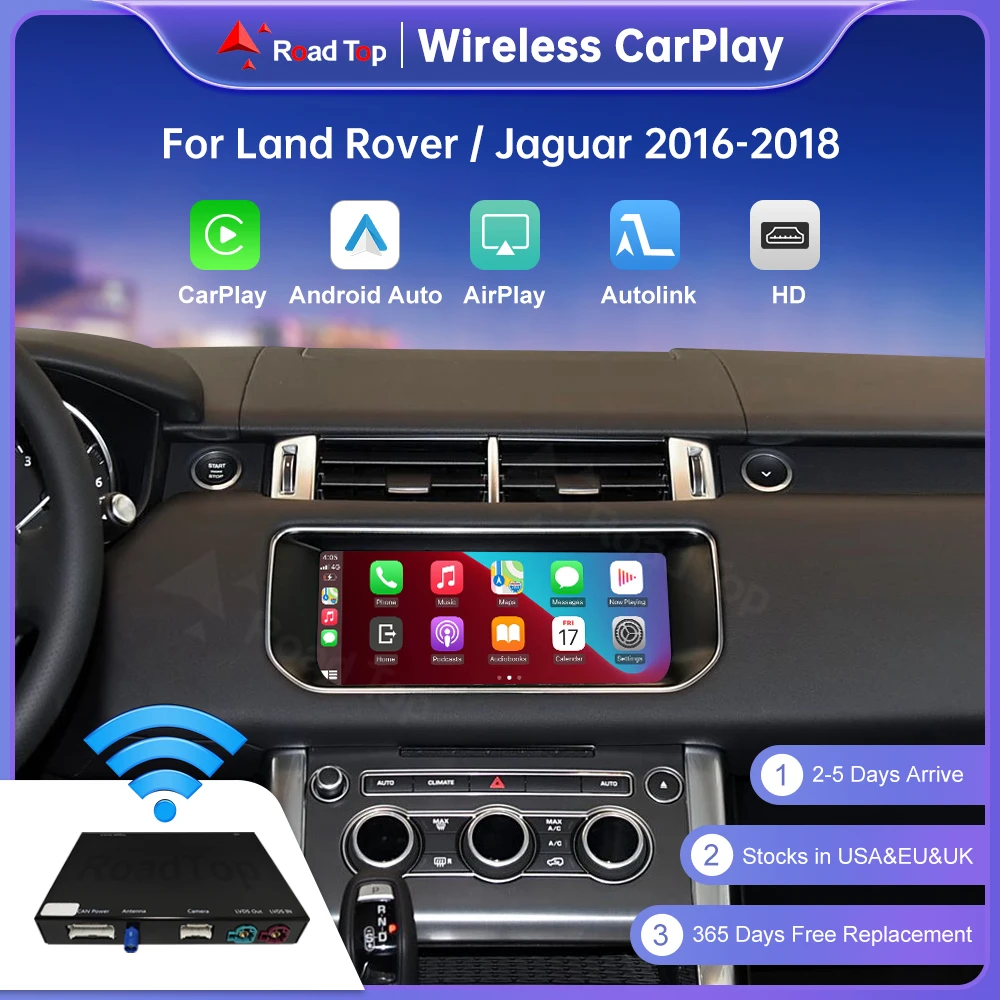 Carplay اللاسلكي لاند روفر/جاكوار/رينج روفر/إيفوك/ديسكفري هارمان 2016-2018 أندرويد السيارات الوسائط المتعددة الملاحة سيارة اللعب