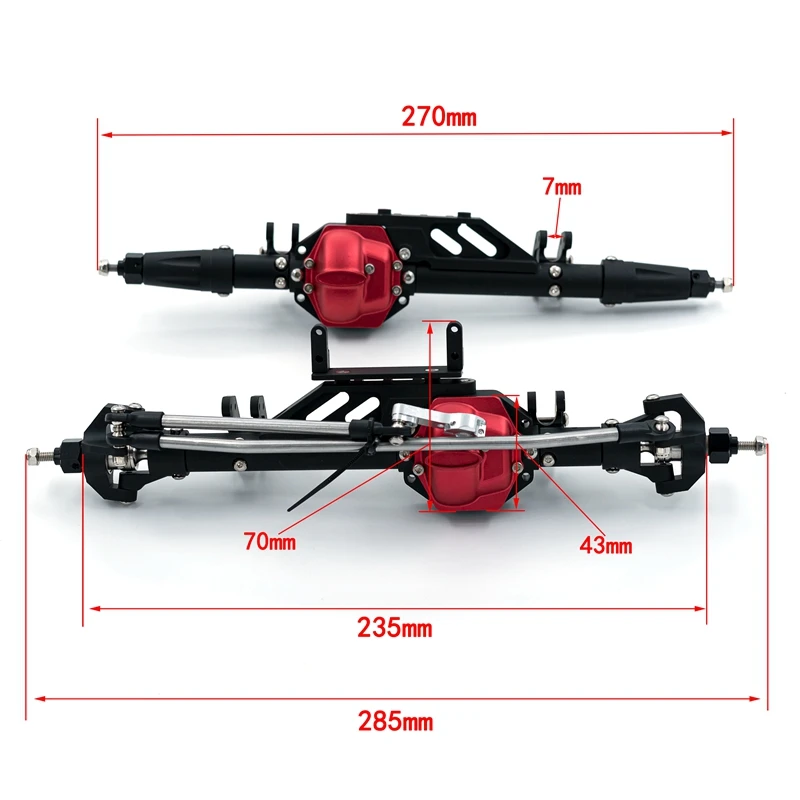 Heavy Duty Metal Front and Rear Axles for 1/10 RC Crawler Car Axial WRAITH 90018 90020 90045 RR10 90048 90053 Upgrade Part