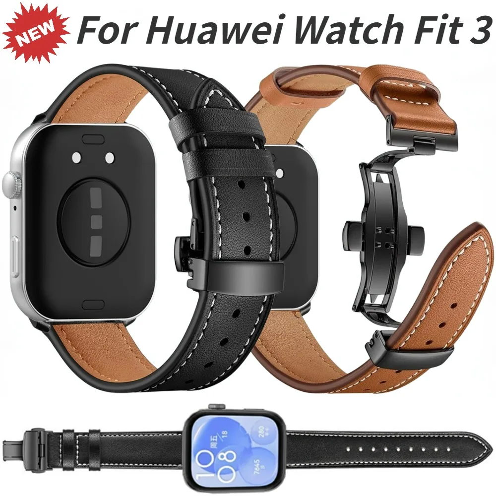 

Leather Strap for Huawei Watch Fit 3 Metal Connector Replaceable Wristband for Huawei Watch Fit 3 Bracelet Belt Accessories