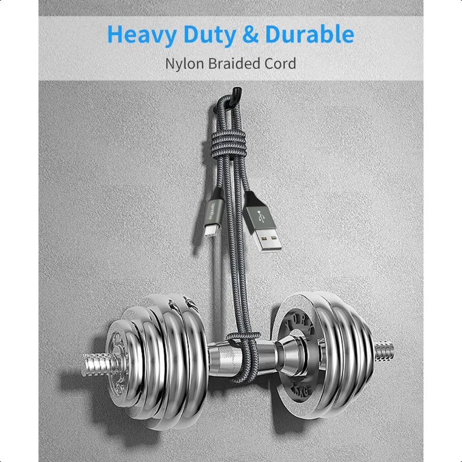 كابل etguuds USB A إلى USB C 5 عبوات 3 3 6 6 10 قدم شحن سريع من النوع C سلك شاحن لهاتف iPhone 16 15 Pro Max Plus لهاتف Samsun