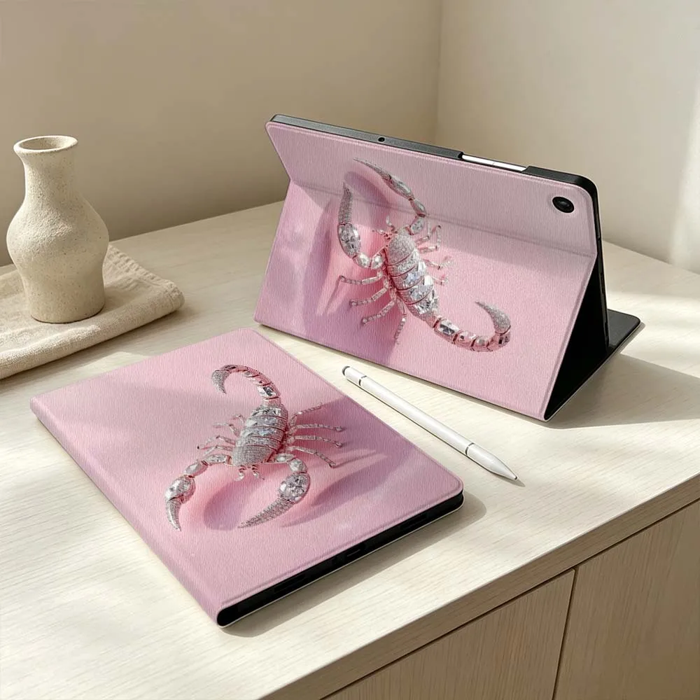 Luxury Scorpion Pattern For Samsung Galaxy Tab S11 S10 S9 S8 S7 S6 A11 A9 A8 A7 Lite FE Plus Soft Pen Tray Tablet Case