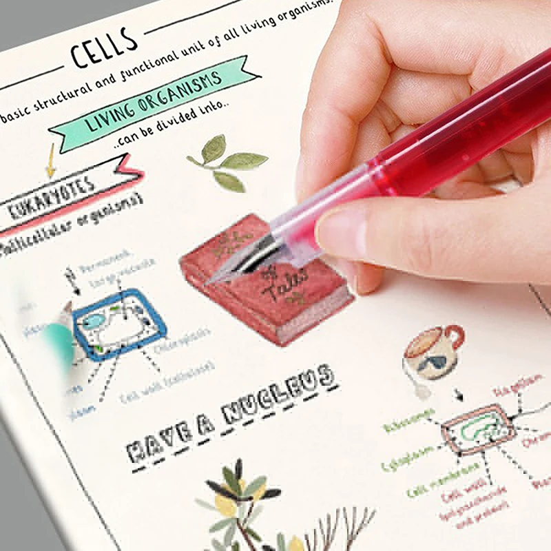 Pluma estilográfica de gran capacidad para estudiantes, suministros clásicos de tinta colorida transparente, material escolar para oficina, 1 unidad
