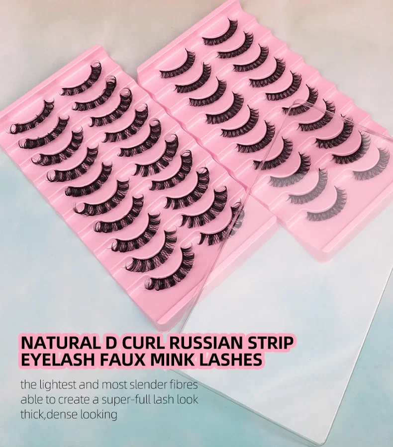 Russian Curly False Eyelashes DD Curved Thick European and American High Quality Chemical Fiber Natural Charm Eyelashes