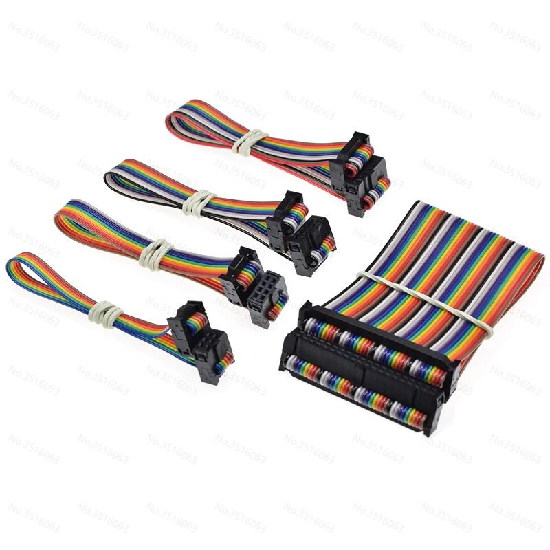 Fc Color Line 2.54 6/8/10/16/20/26/40/50 Pin Flat Ribbon Jtag Isp Download Data Cable Dc3 Idc Box Header Computer Connector Wire