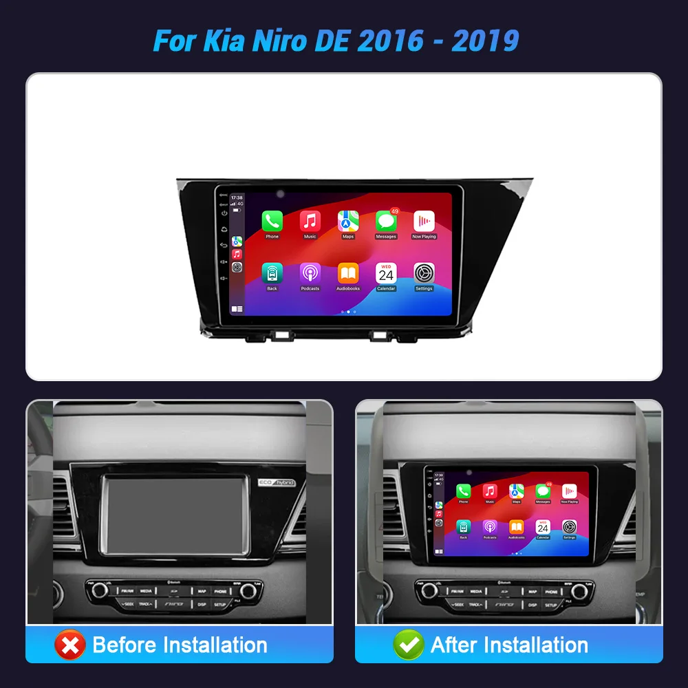 Para kia niro de 2016-2019 android 14 rádio do carro estéreo multimídia navegação gps player de vídeo sem fio bt carplay tela de toque