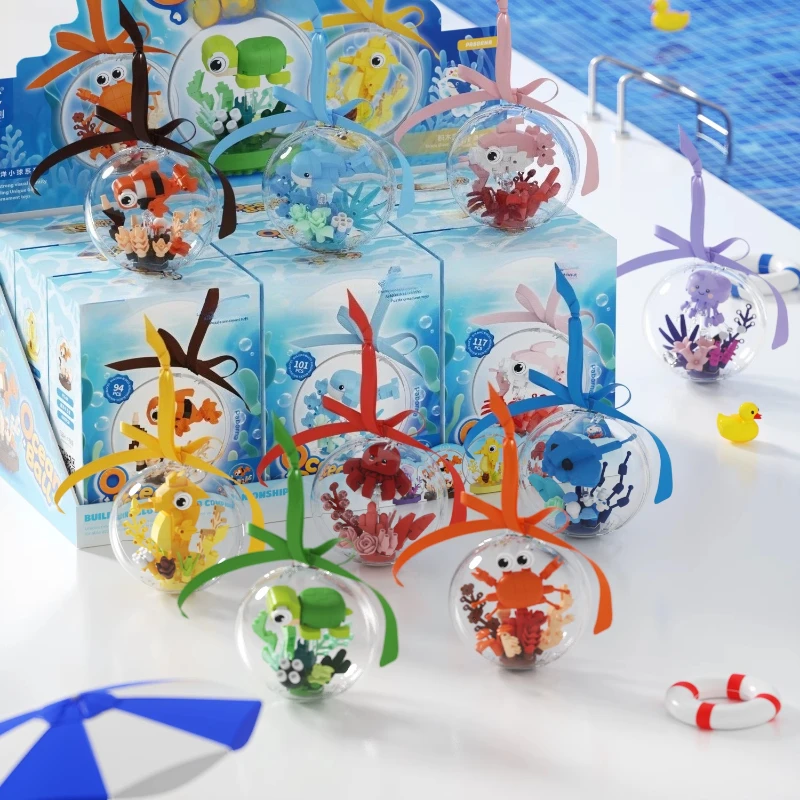 

Ocean Ball, Seahorse, Guppy, Clownfish, Building Block Pendant, Children's Educational Hand-assembled Toy, Cartoon Creative Gift