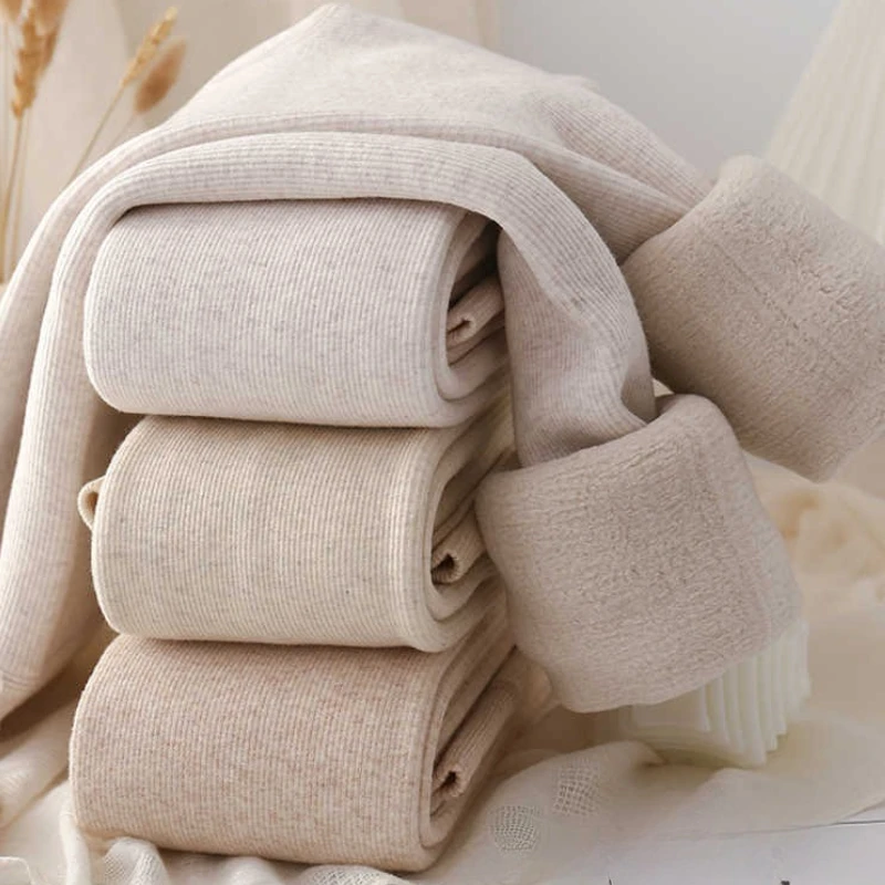 Oat Colored Pantyhose 2025 Autumn/Winter with Thick Velvet and Vertical Striped Silk Socks Korean Pantyhose Bare Leg Artifact